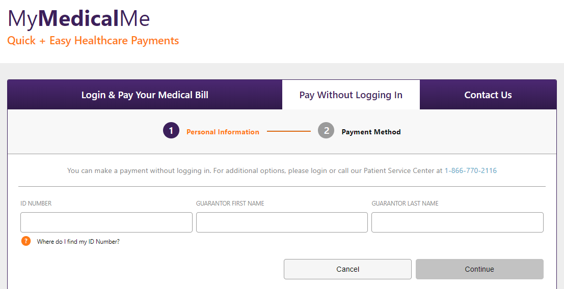 MyMedicalMe payment without login